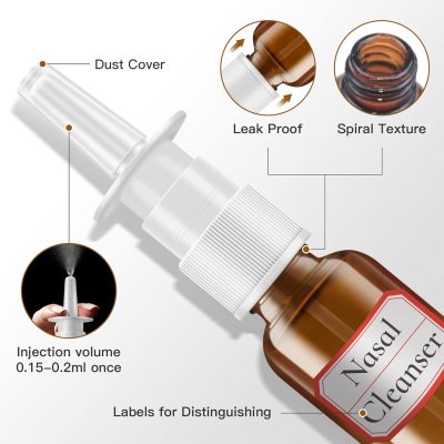 Nasal Spray Bottle, 10ML/1oz Glass Amber Refillable Fine Mist Sprayer